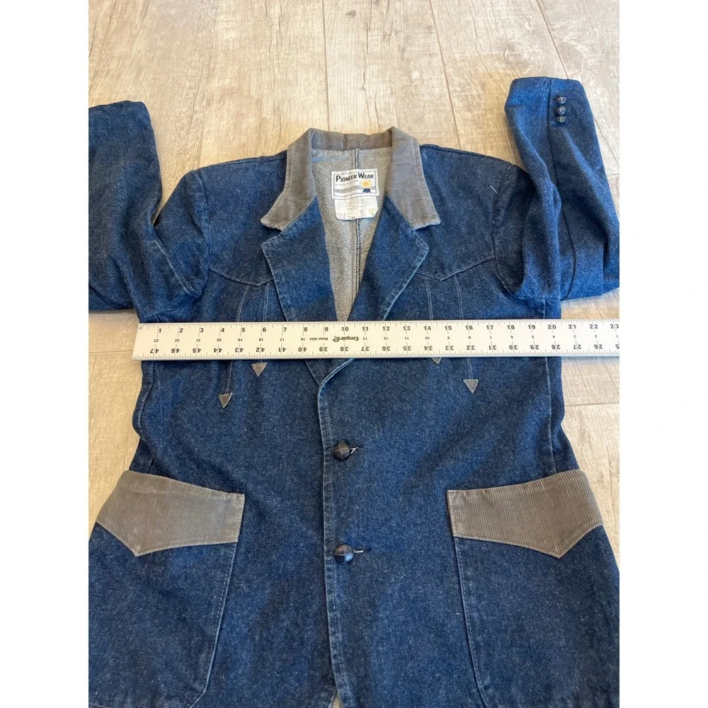 Pioneer Wear Mens Denim Western Blazer Corduroy Trim Blue Jacket Size 42 541 937
